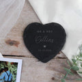 Mr & Mrs Heart Slate Coaster, Set of 2 Coasters Newlyweds Couples Wedding Day Gift, Newly Married Anniversary, Personalised Mr and Mrs Gifts