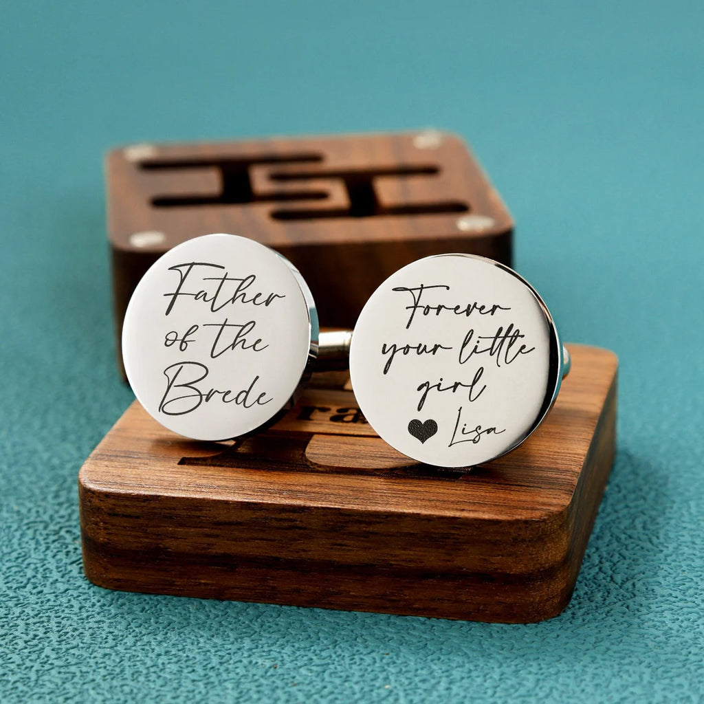 Personalised Father of the Bride gift Cufflinks, Custom Wedding Day Gifts, Father's Day gift, Thank you Wedding Gift, Gifts from Bride
