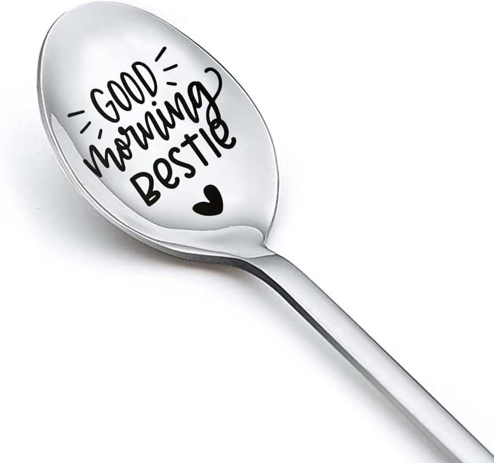 Bestie Best Friend Spoon Gifts for Women Teen Girls Good Morning Bestie Spoons for Best Friends Christmas Birthday Gift for BFF Friendship Gifts Coffee Tea Lover Gifts Spoon