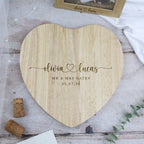Wedding Gift Personalised Heart Shaped Chopping Board for Couples with Names, Married Surname and Wedding Date Wood, Couples Wedding Present