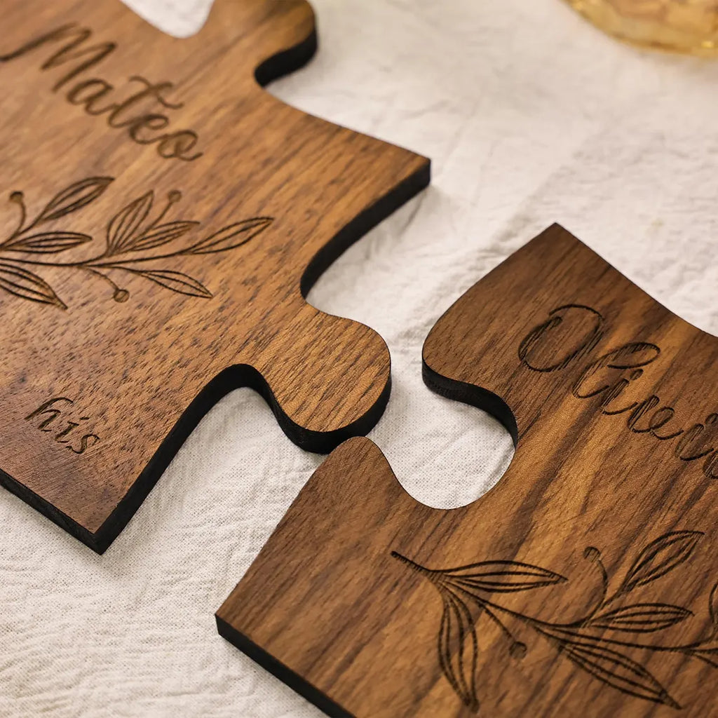 Custom Couples Coaster Set, Leaf Design, Personalised Couples Coaster, Set of 2, His Her Coasters, Anniversary Wedding Gift, Mr Mrs Gift