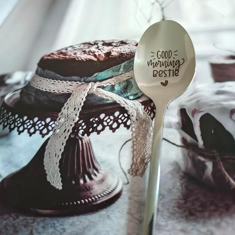Bestie Best Friend Spoon Gifts for Women Teen Girls Good Morning Bestie Spoons for Best Friends Christmas Birthday Gift for BFF Friendship Gifts Coffee Tea Lover Gifts Spoon