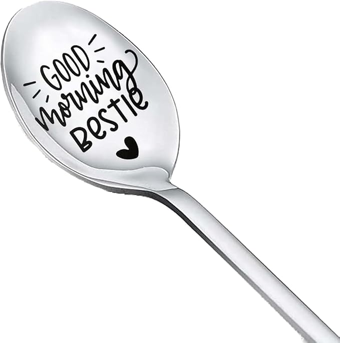 Bestie Best Friend Spoon Gifts for Women Teen Girls Good Morning Bestie Spoons for Best Friends Christmas Birthday Gift for BFF Friendship Gifts Coffee Tea Lover Gifts Spoon