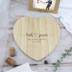 Wedding Gift Personalised Heart Shaped Chopping Board for Couples with Names, Married Surname and Wedding Date Wood, Couples Wedding Present
