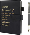 Hopton Inspirational Notebook, PU Leather Notebook and Pen Set, Employee Appreciation Gifts, New Job Gifts for Women Men Employee Volunteer Colleague Teacher(Black)