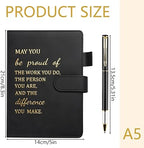 Hopton Inspirational Notebook, PU Leather Notebook and Pen Set, Employee Appreciation Gifts, New Job Gifts for Women Men Employee Volunteer Colleague Teacher(Black)