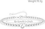 S925 Silver Bead Bracelet for Women Adjustable Heart Initial Letter Bracelet Birthday Jewellery Gift