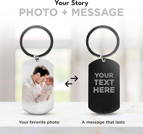 Personalised Keyring with Photo & Text – Engraved Double-Sided Custom Keychain – Mothers Day Gift for Mum, Nanny, Grandma, Sister, Anniversary&Birthday Keepsake - Made in UK