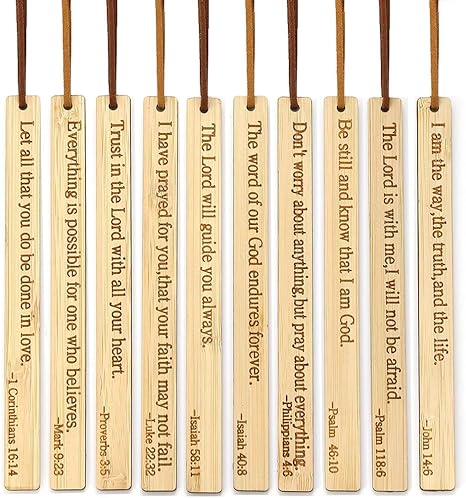 2 Pcs Bible Bookmark Bamboo Bookmarks for Men, Inspirational Christian Religious Gifts for Men Book Marks for Reading Men (Wolf and Lion)