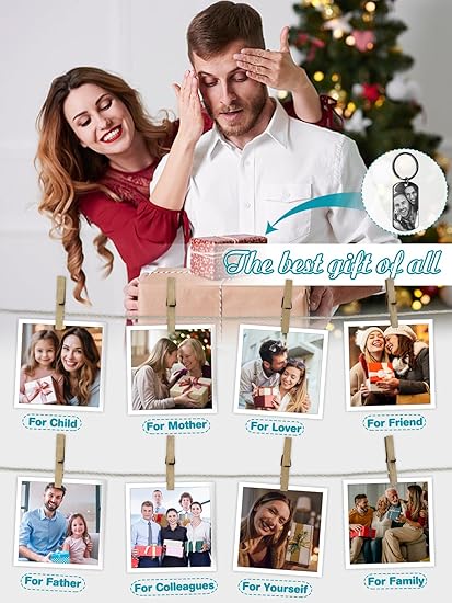 Custom Keychain with Picture - Personalized Photo LOGO Text Customized Key Chain for Boyfriend Dad Men Gifts