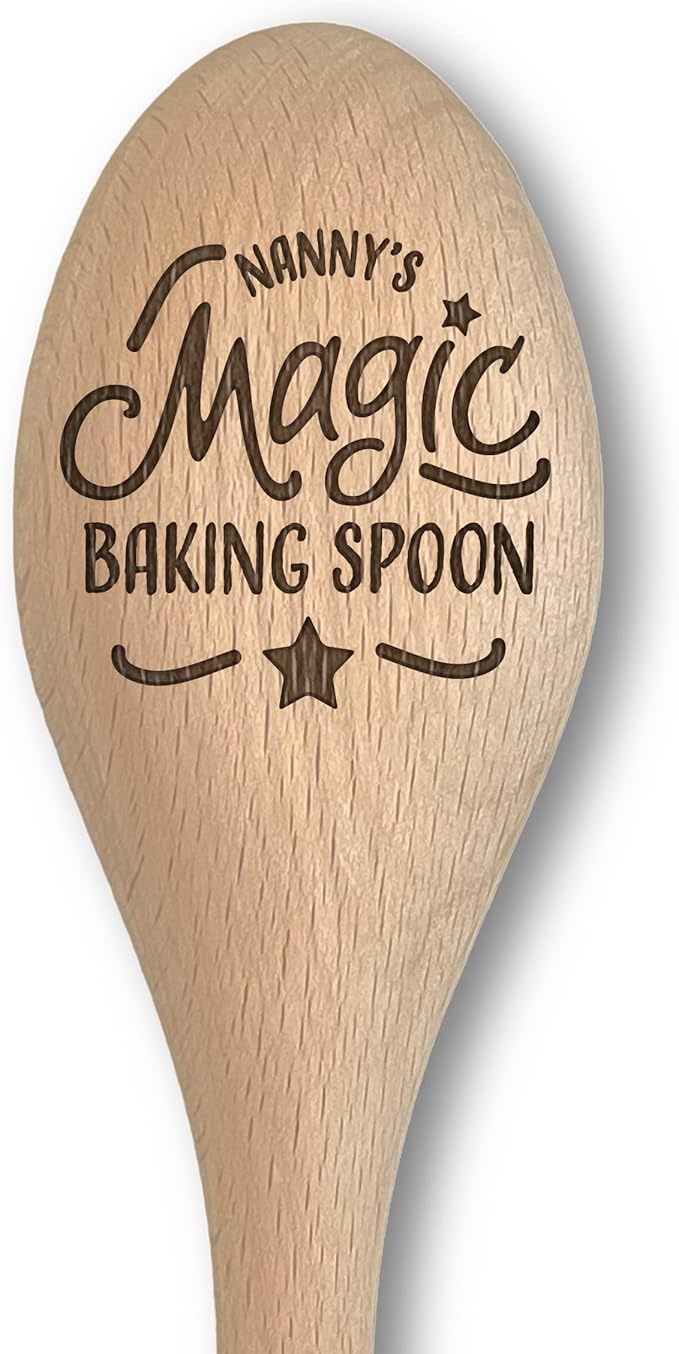 Engraved Magic Baking Spoon Gift - Multiple Options Available - Mother's Day, Birthday, Christmas - From Son, Daughter, Grandchild for Mummy, Grandma, Granny, Nan, Nana, Nanna, Nanny, Nannie (Grandma)