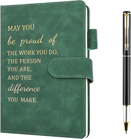 Hopton Inspirational Notebook, PU Leather Notebook and Pen Set, Employee Appreciation Gifts, New Job Gifts for Women Men Employee Volunteer Colleague Teacher(Black)