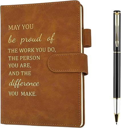 Hopton Inspirational Notebook, PU Leather Notebook and Pen Set, Employee Appreciation Gifts, New Job Gifts for Women Men Employee Volunteer Colleague Teacher(Black)