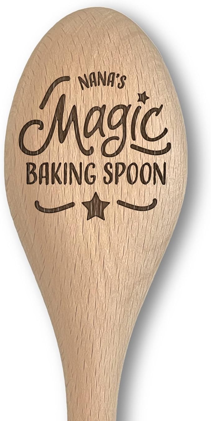 Engraved Magic Baking Spoon Gift - Multiple Options Available - Mother's Day, Birthday, Christmas - From Son, Daughter, Grandchild for Mummy, Grandma, Granny, Nan, Nana, Nanna, Nanny, Nannie (Grandma)