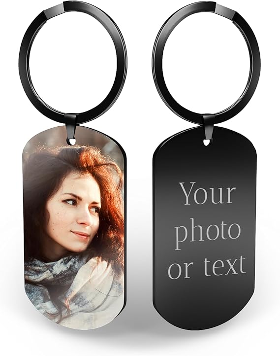 Personalised Keyring with Photo & Text – Engraved Double-Sided Custom Keychain – Mothers Day Gift for Mum, Nanny, Grandma, Sister, Anniversary&Birthday Keepsake - Made in UK