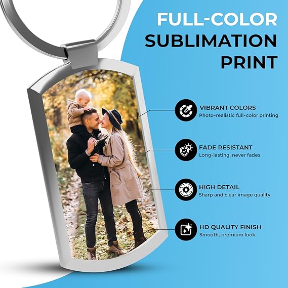 Personalised Photo Keyring Double Sided w/ Picture & Text – Customised Keyring Personalised w/ Photo and Engraved Message – Gift for Mum, Nanny, Grandma, Sister – Mothers Day Gifts & Father’s Day