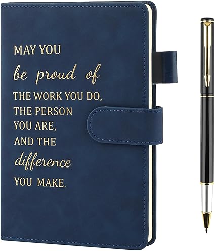 Hopton Inspirational Notebook, PU Leather Notebook and Pen Set, Employee Appreciation Gifts, New Job Gifts for Women Men Employee Volunteer Colleague Teacher(Black)