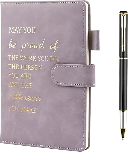 Hopton Inspirational Notebook, PU Leather Notebook and Pen Set, Employee Appreciation Gifts, New Job Gifts for Women Men Employee Volunteer Colleague Teacher(Black)
