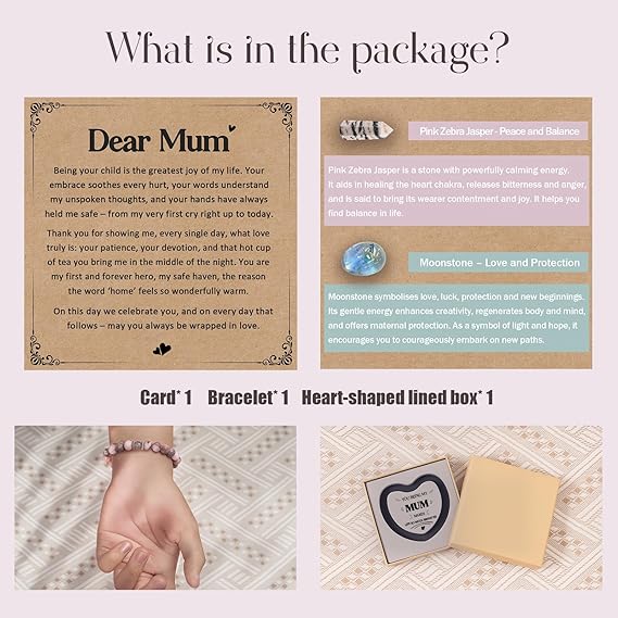 Mothers Day Gifts, Mum Birthday Gifts Bracelet, Gift for Mother from Daughter or Son, Mummy Presents for Mother's Day, Valentine's Day