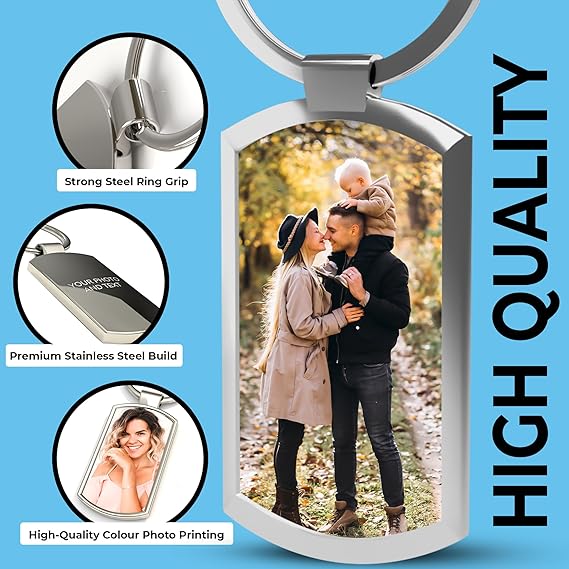 Personalised Photo Keyring Double Sided w/ Picture & Text – Customised Keyring Personalised w/ Photo and Engraved Message – Gift for Mum, Nanny, Grandma, Sister – Mothers Day Gifts & Father’s Day