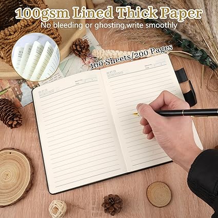 Hopton Inspirational Notebook, PU Leather Notebook and Pen Set, Employee Appreciation Gifts, New Job Gifts for Women Men Employee Volunteer Colleague Teacher(Black)