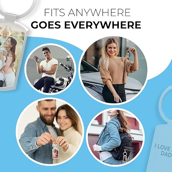 Personalised Photo Keyring Double Sided w/ Picture & Text – Customised Keyring Personalised w/ Photo and Engraved Message – Gift for Mum, Nanny, Grandma, Sister – Mothers Day Gifts & Father’s Day