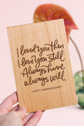 Always Will Wood Anniversary Card, Wedding Anniversary Wood Card, Wood Anniversary Gift For Men, 5 Year Anniversary Card, Card for Wife