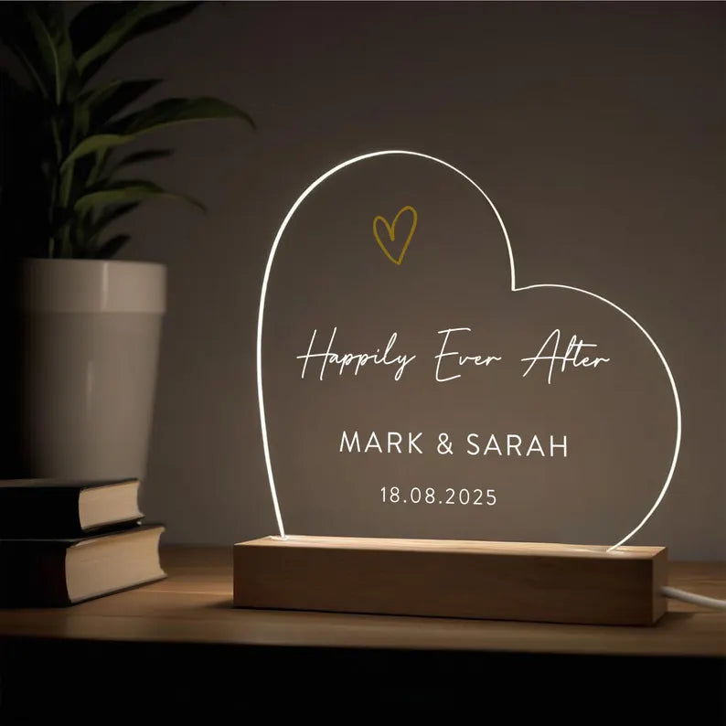 Personalised Wedding Gift For Couples, Happily Ever After Gift, Bride and Groom Gift, Mr and Mrs Gift, LED Light Sign With Wedding Date