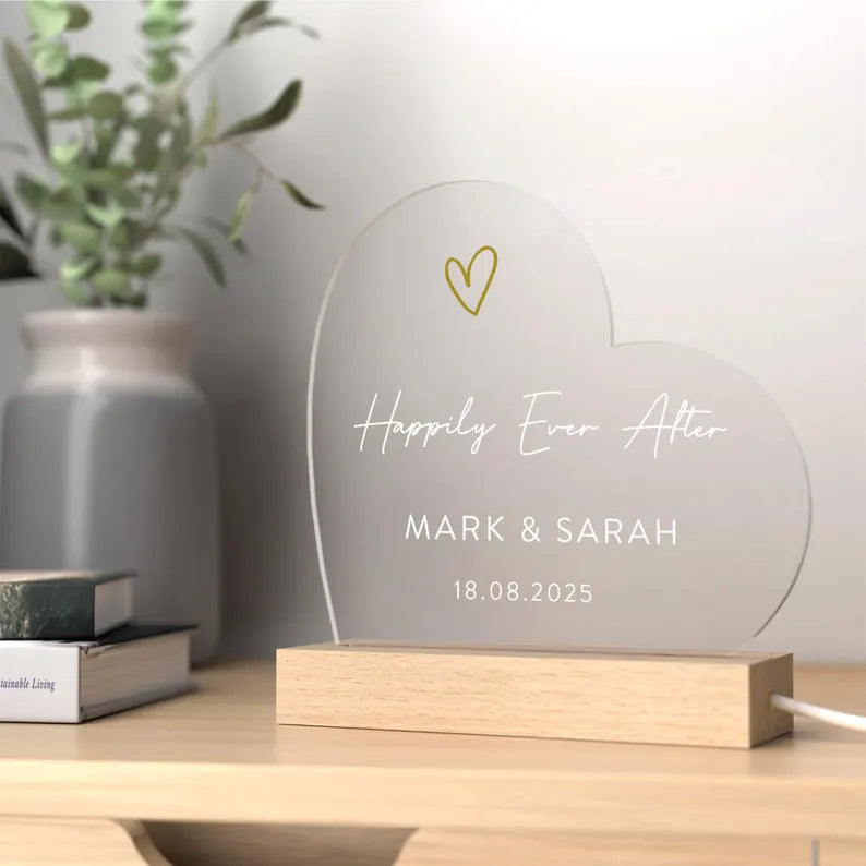 Personalised Wedding Gift For Couples, Happily Ever After Gift, Bride and Groom Gift, Mr and Mrs Gift, LED Light Sign With Wedding Date