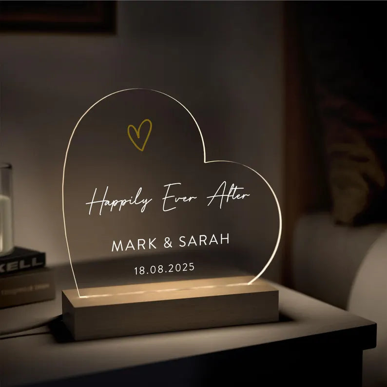 Personalised Wedding Gift For Couples, Happily Ever After Gift, Bride and Groom Gift, Mr and Mrs Gift, LED Light Sign With Wedding Date