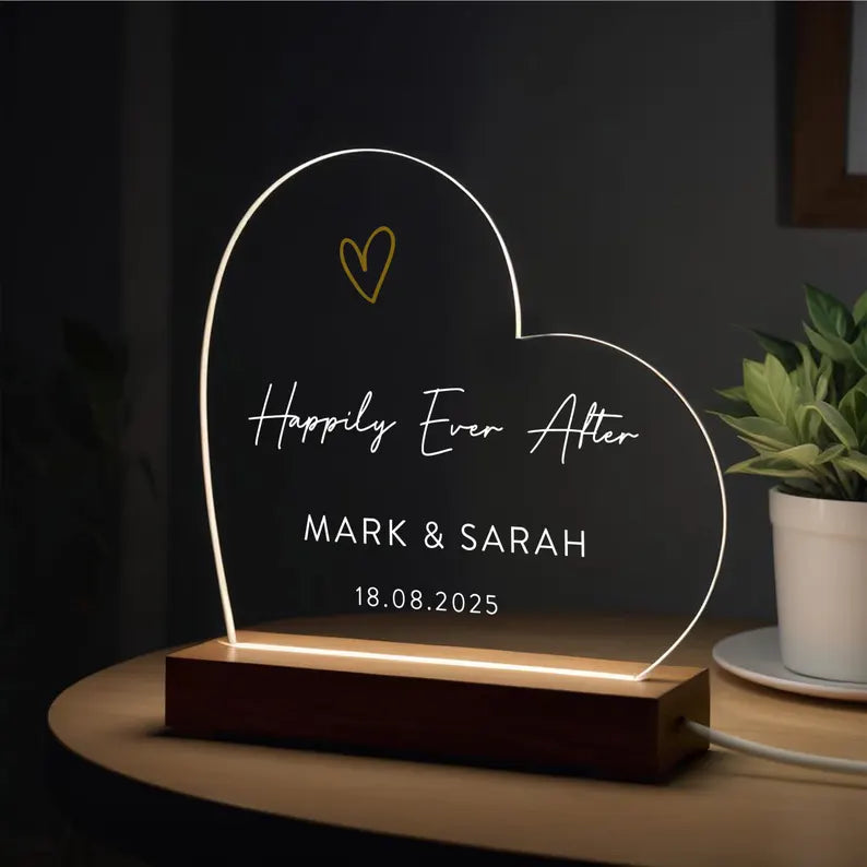 Personalised Wedding Gift For Couples, Happily Ever After Gift, Bride and Groom Gift, Mr and Mrs Gift, LED Light Sign With Wedding Date