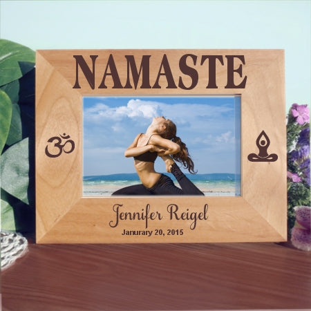 Personalized Yoga Picture Frame - Engraved Namaste Wood Frames